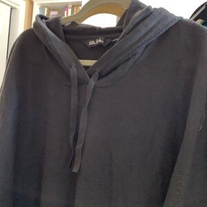 Ulla Popken fine gauge knit black hoodie sweater pullover. NWOT. Beautiful